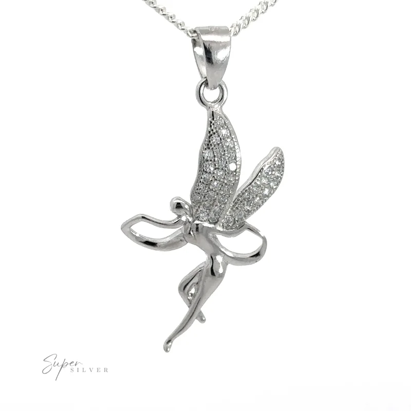 Enchanting Fairy Pendant With Cubic Zirconia  Wings