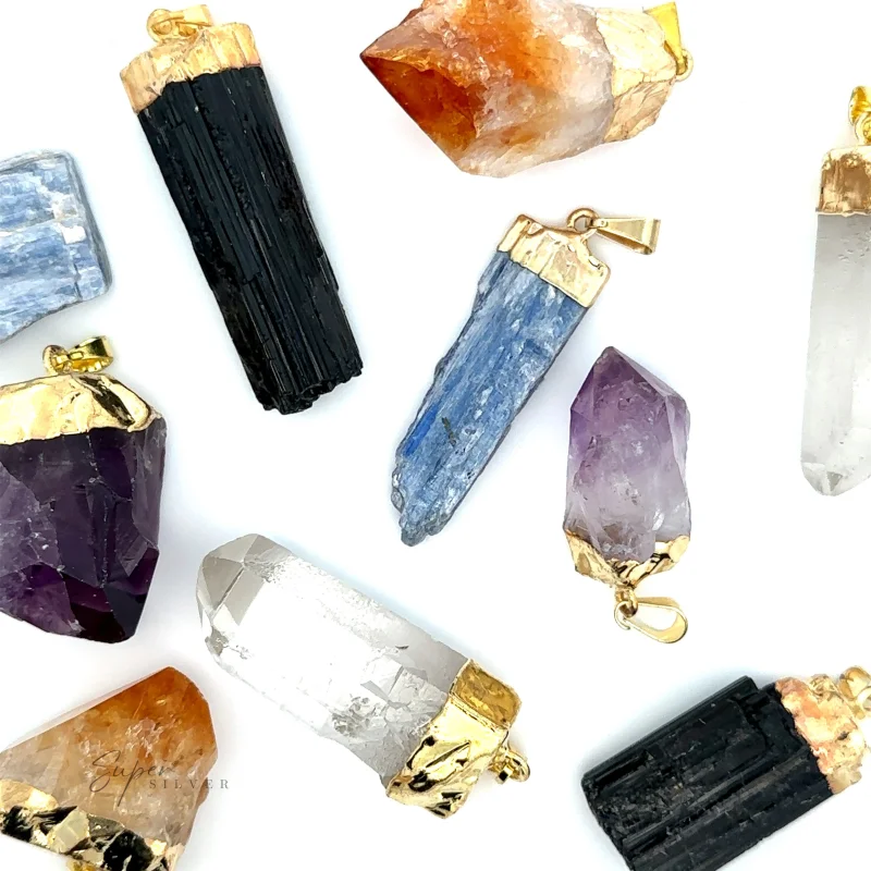 Raw Crystal Pendant With Gold Cap