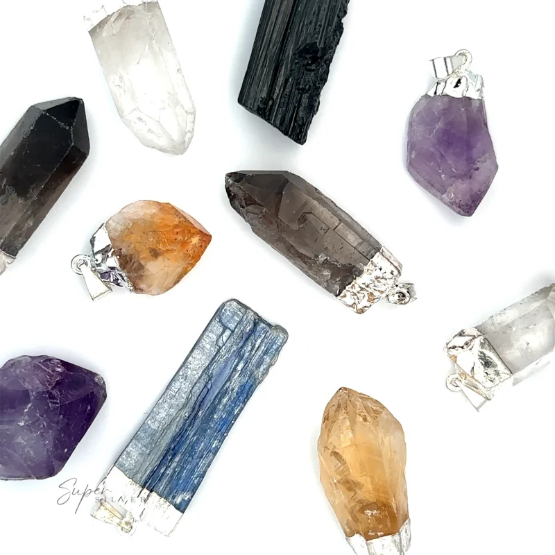 Raw Crystal Pendant With Silver Cap Amethyst