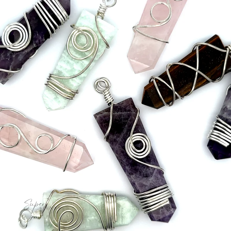 Stone Slab Pendant with Wire Wrapping