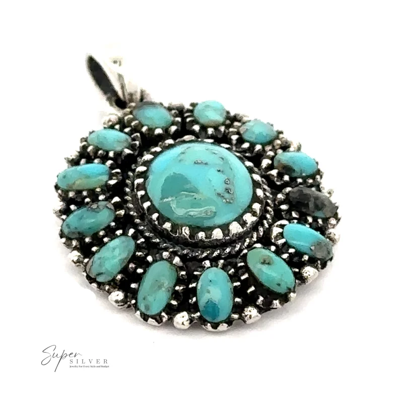 Native-Inspired Turquoise Flower Cluster Pendant