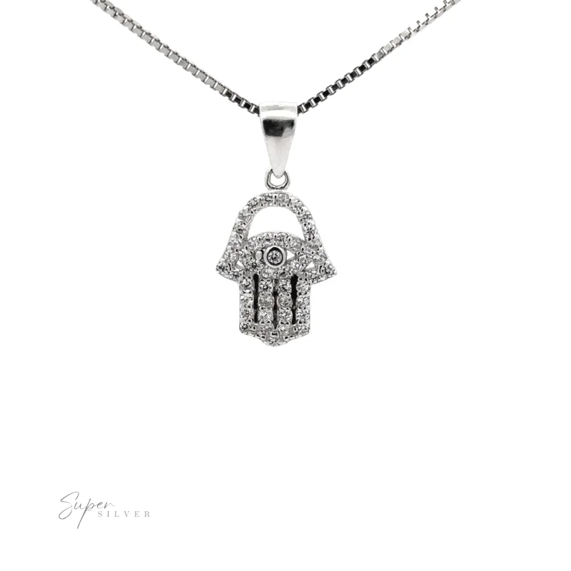 Small Cubic Zirconia Hamsa Pendant