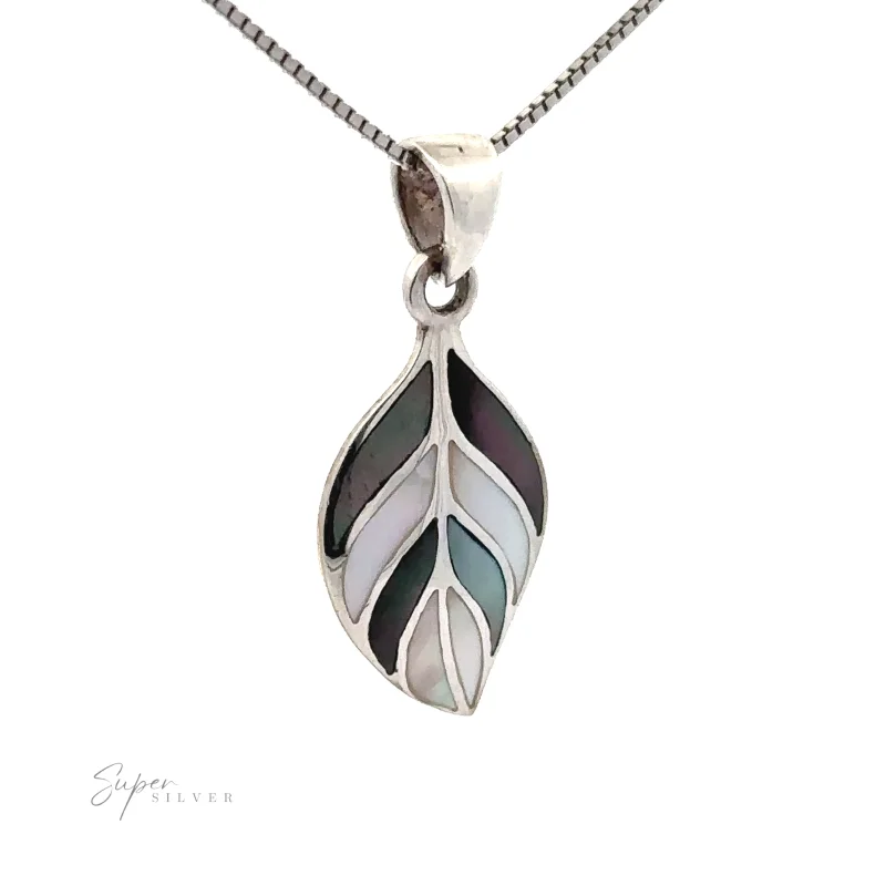 Stone Inlaid Leaf Pendant