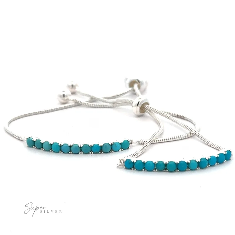 Silver Adjustable Bracelet with American Turquoise