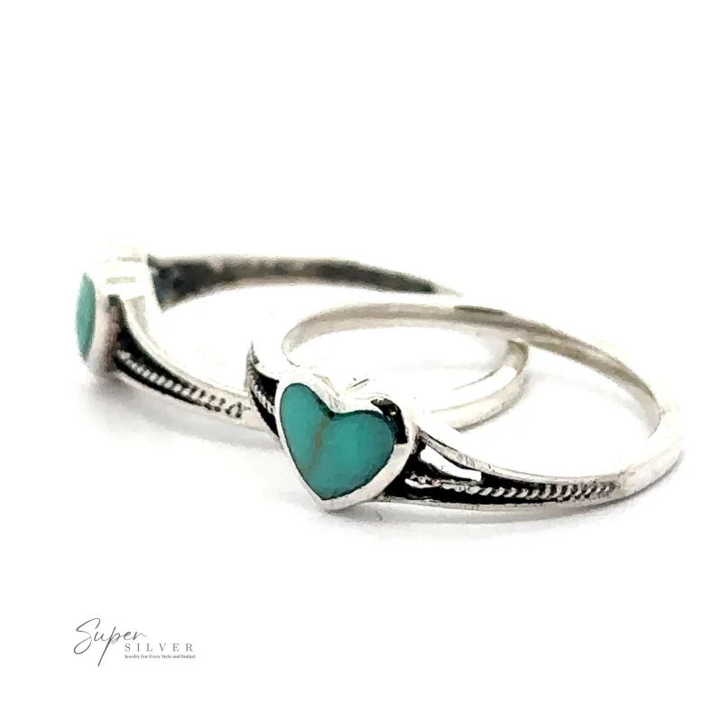 Small Inlaid Turquoise Heart Ring