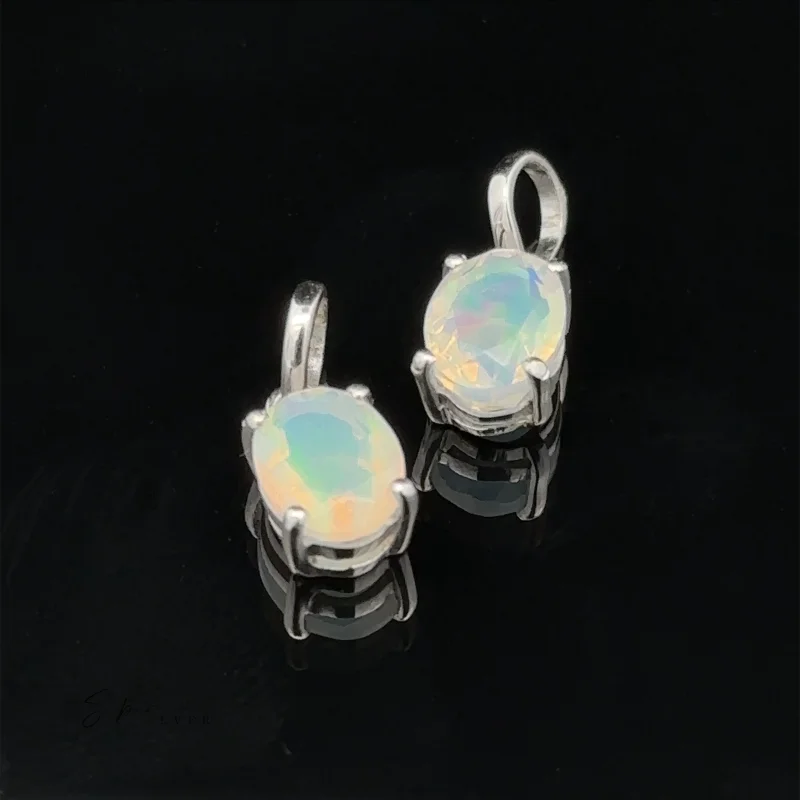 Tiny Oval Pronged Ethiopian Opal Pendant
