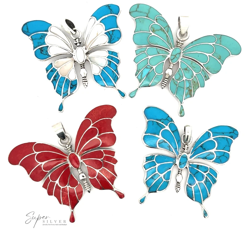 Stunning Inlay Butterfly Pendant