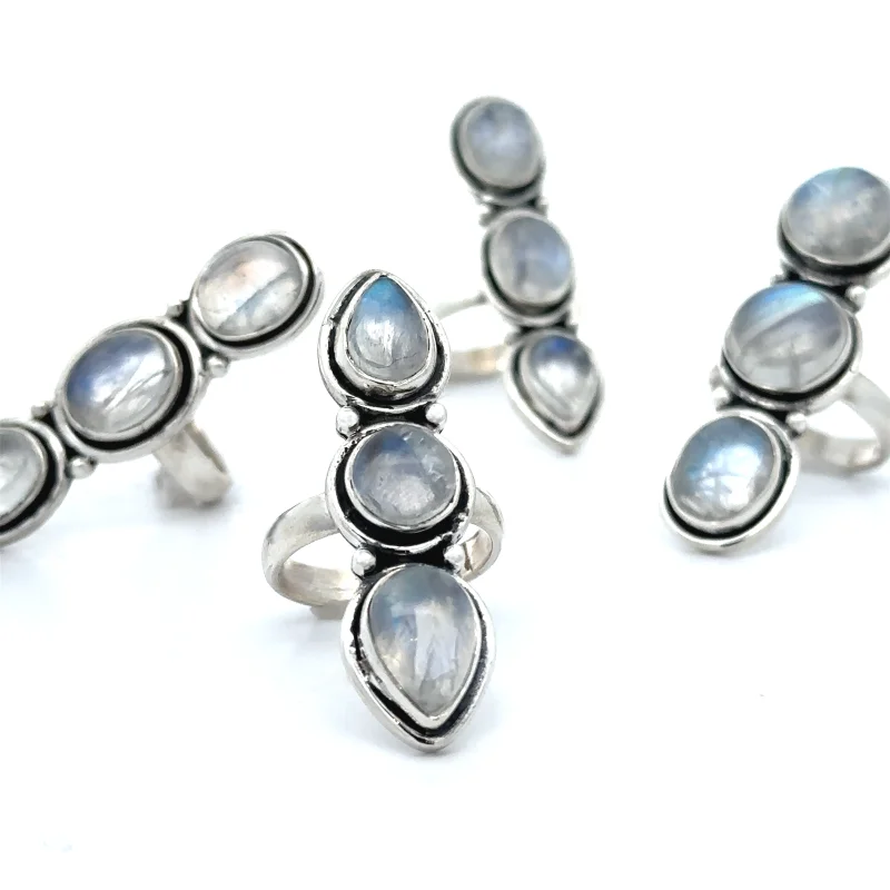 Triple Moonstone Ring