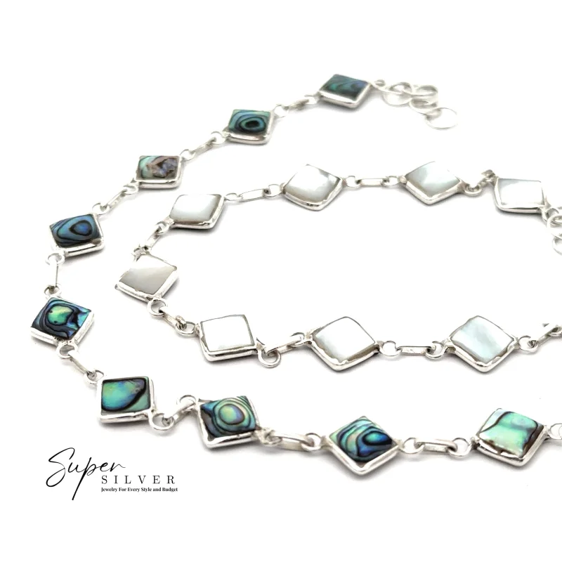 Reversable Diamond Shaped Inlay Stone Bracelet