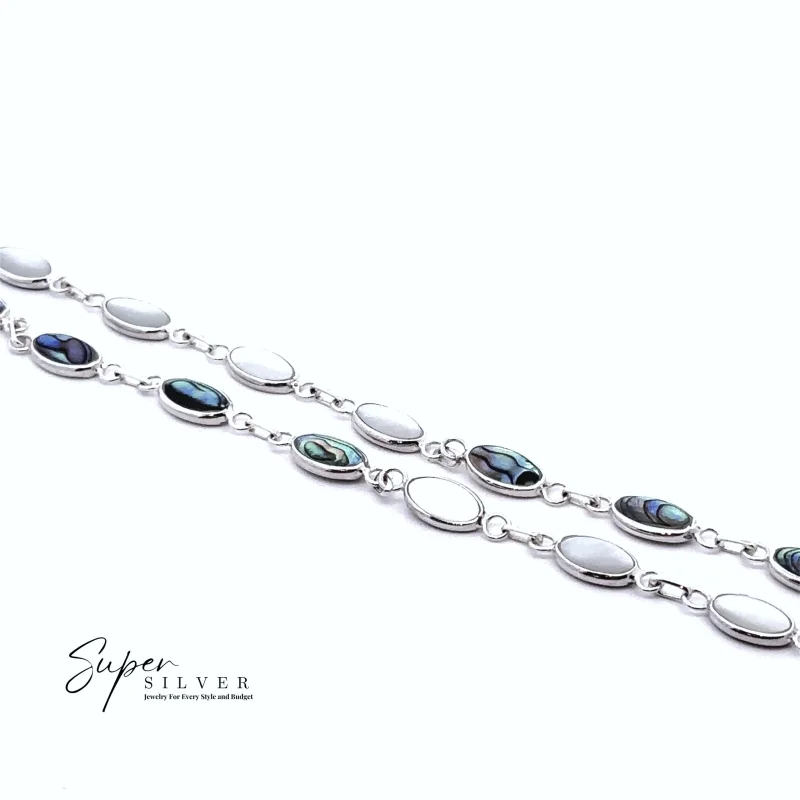 Reversable Oval Shaped Inlay Stone Bracelet