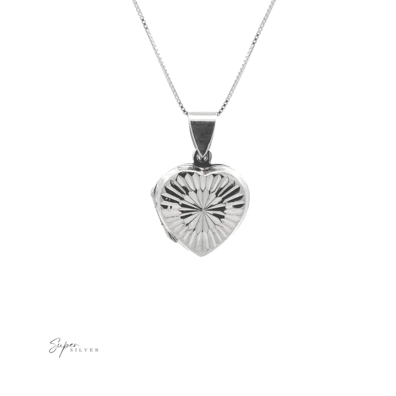 Starburst Engraved Heart Locket