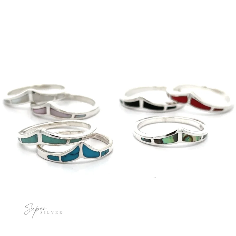 Trendy Chevron Ring With Inlaid Stones