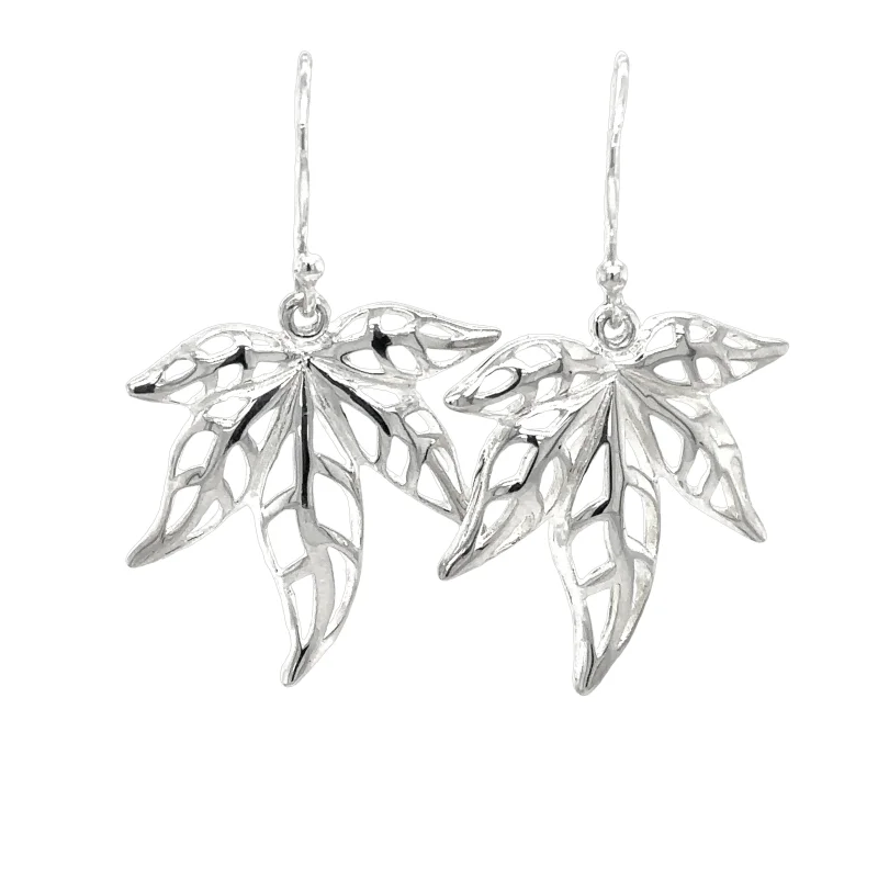 Silver Maple Leaves Dangle Earrings