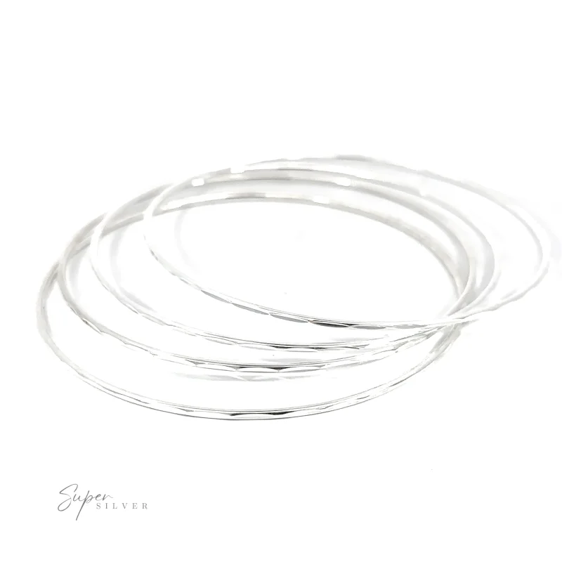 Dainty Faceted Silver Bangle