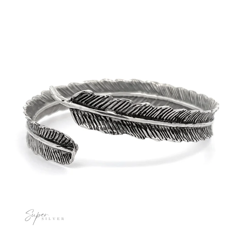Oxidized Feather Cuff Bracelet