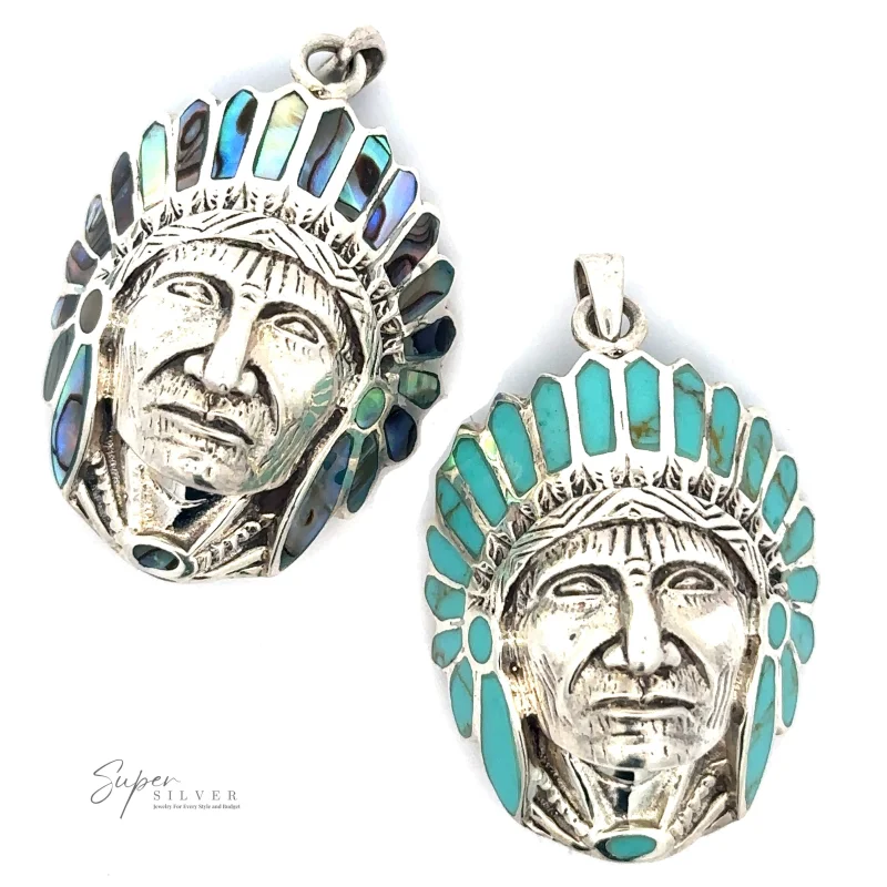 Chief Pendant With Inlaid Stones
