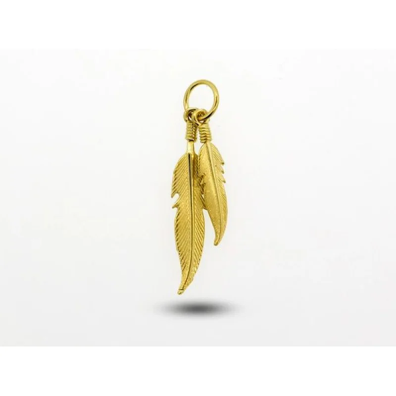 Double Feather Charm with Gold Overlay