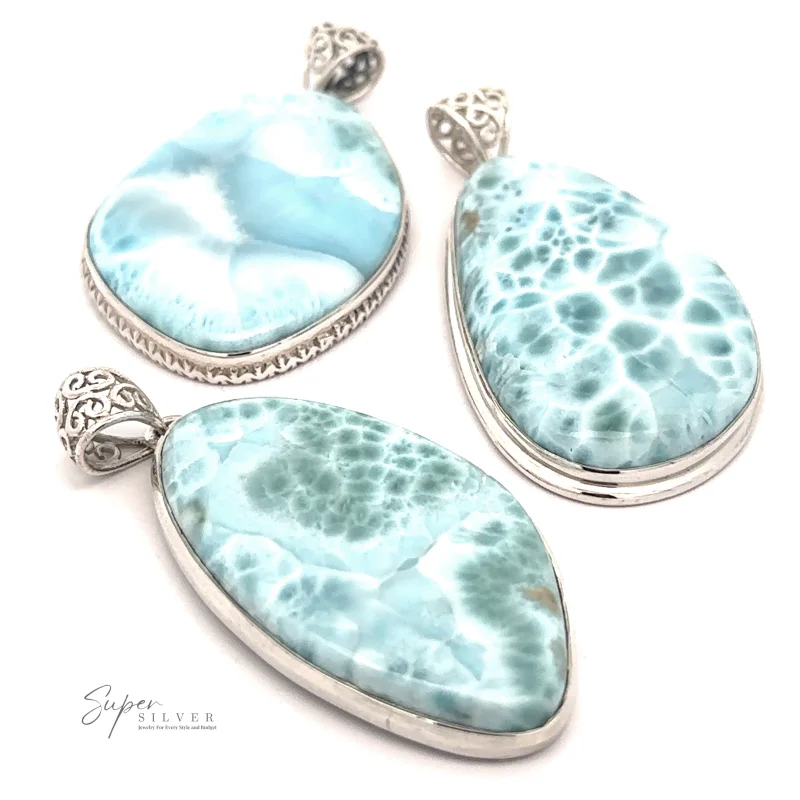Freeform Large Larimar Pendant