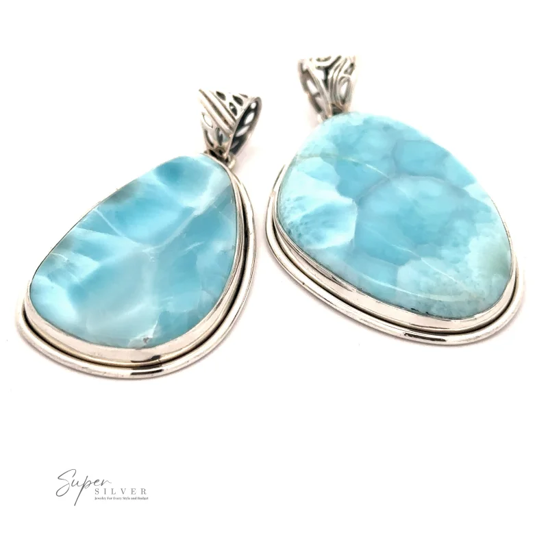 Larimar Pendant with Simple Border