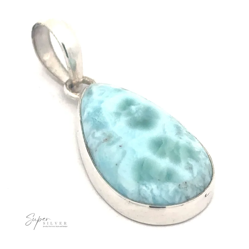 Simple Larimar Teardrop Pendant