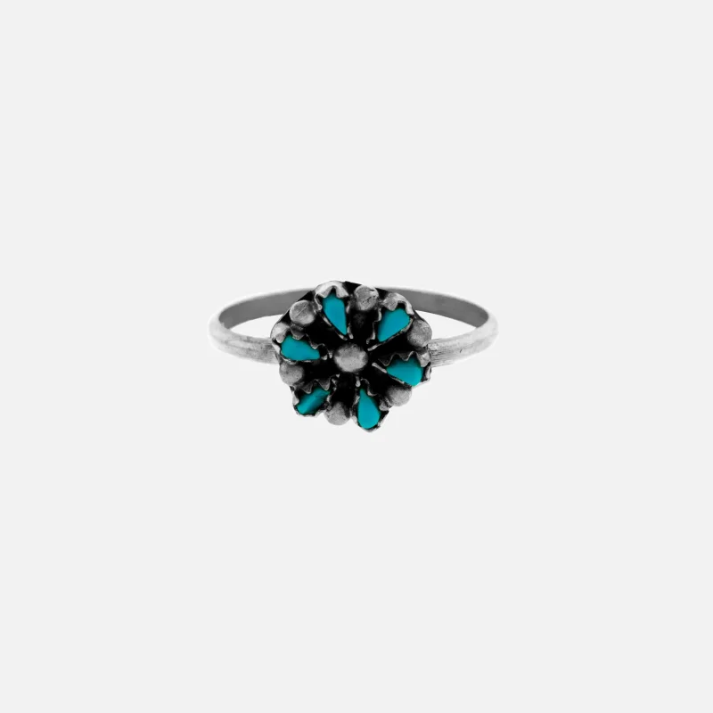 Small Native American Turquoise Flower Ring