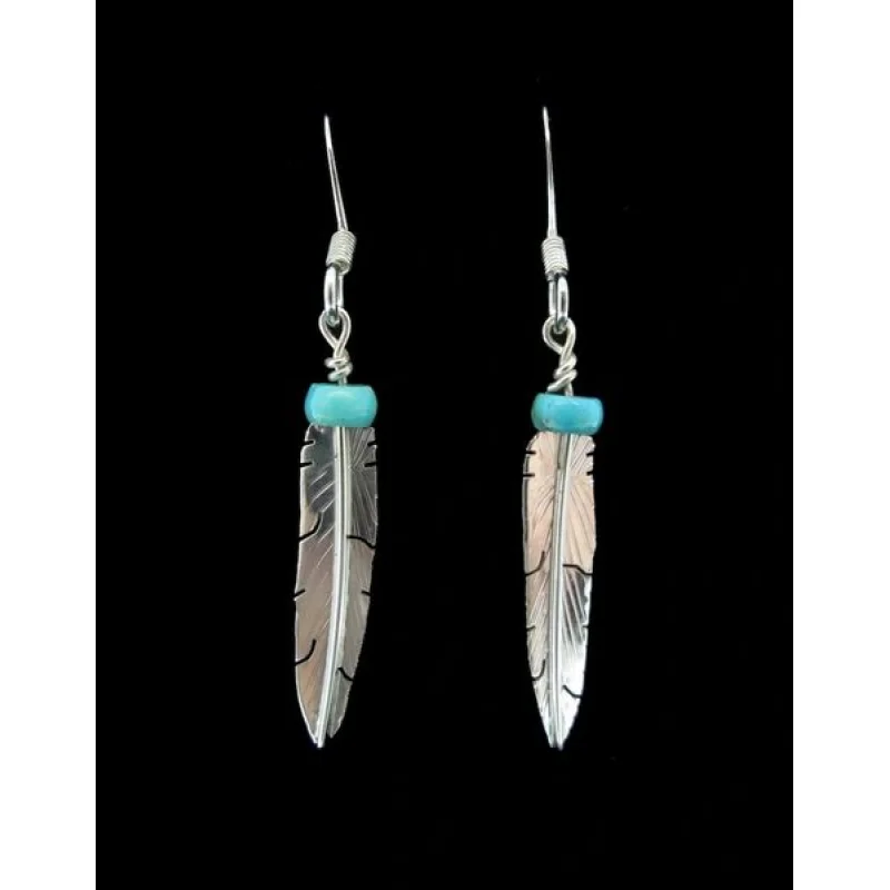 Turquoise Feather Dangle Earrings