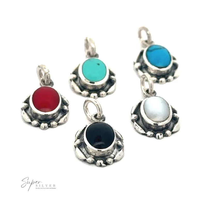 Beautiful Oval Stone Pendant With Silver Border Blue Turquoise