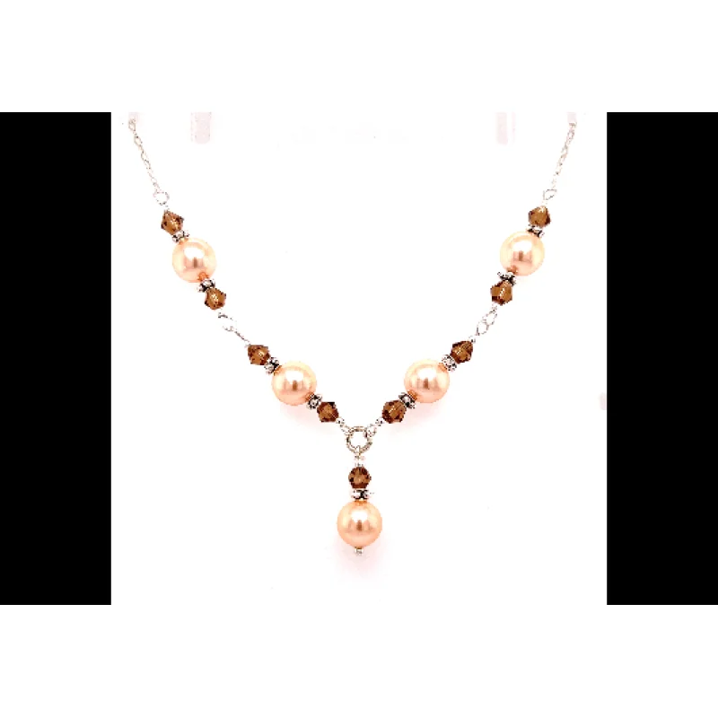 Shell Pearl and Smokey Quartz Necklace