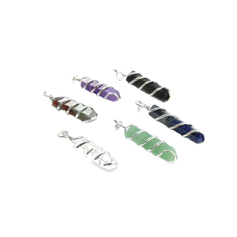 Spiral Wire Wrapped Stone Pendant