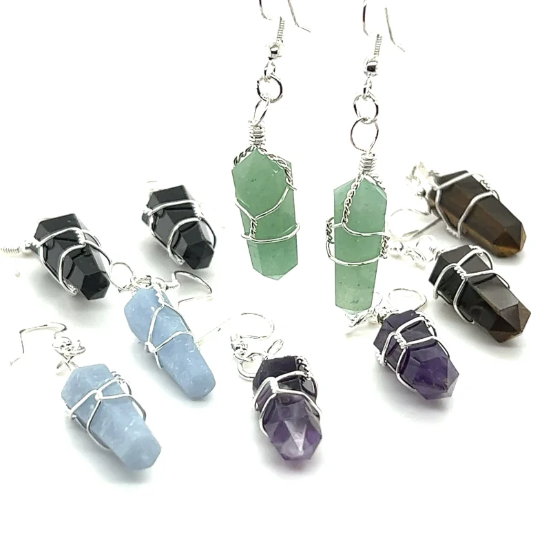Wire Wrapped Stone Earrings
