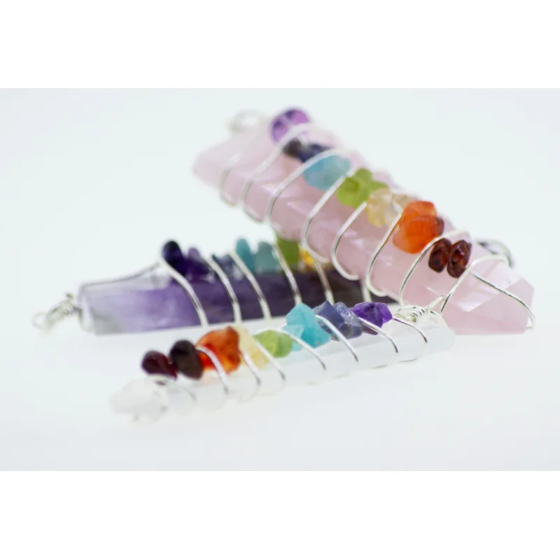 Wire Wrapped Tapered Slab With Chakra Stones