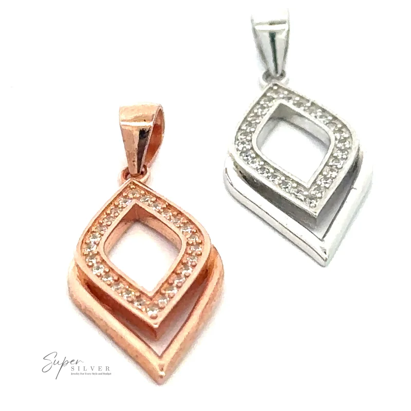Cubic Zirconia Leaf Shape Pendant Silver