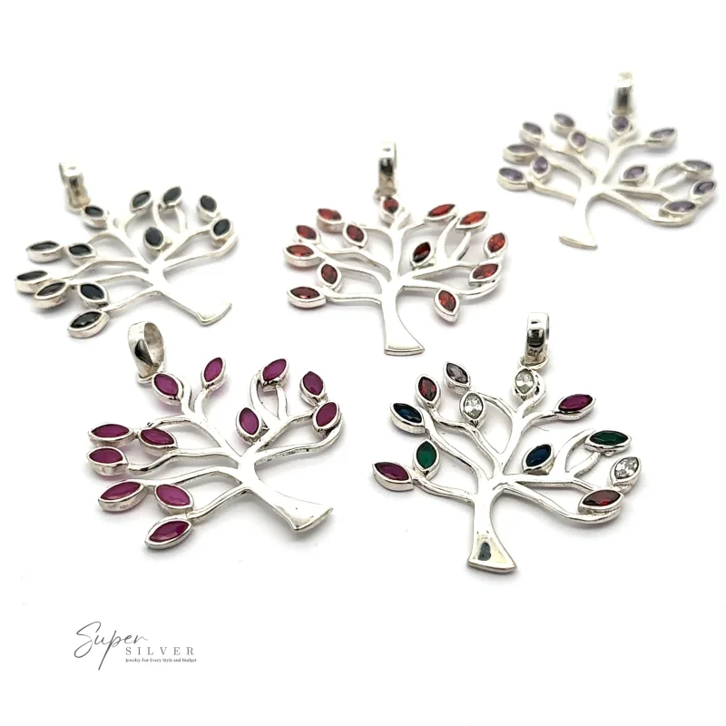 Tree of Life Pendant with Stone Leaves