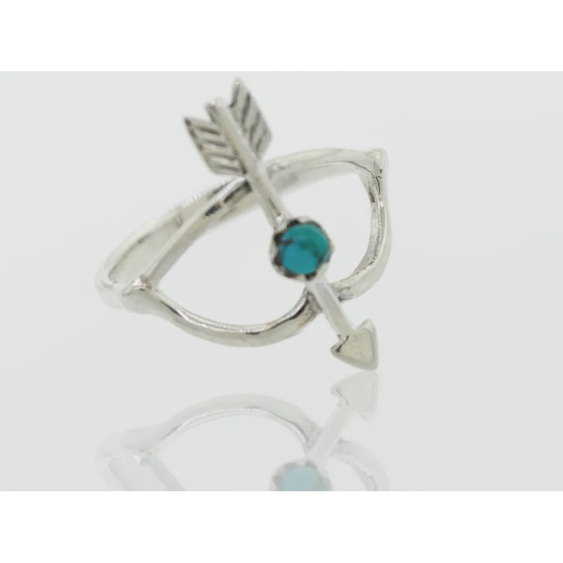 Turquoise Stone Ring With Bow And Arrow Design