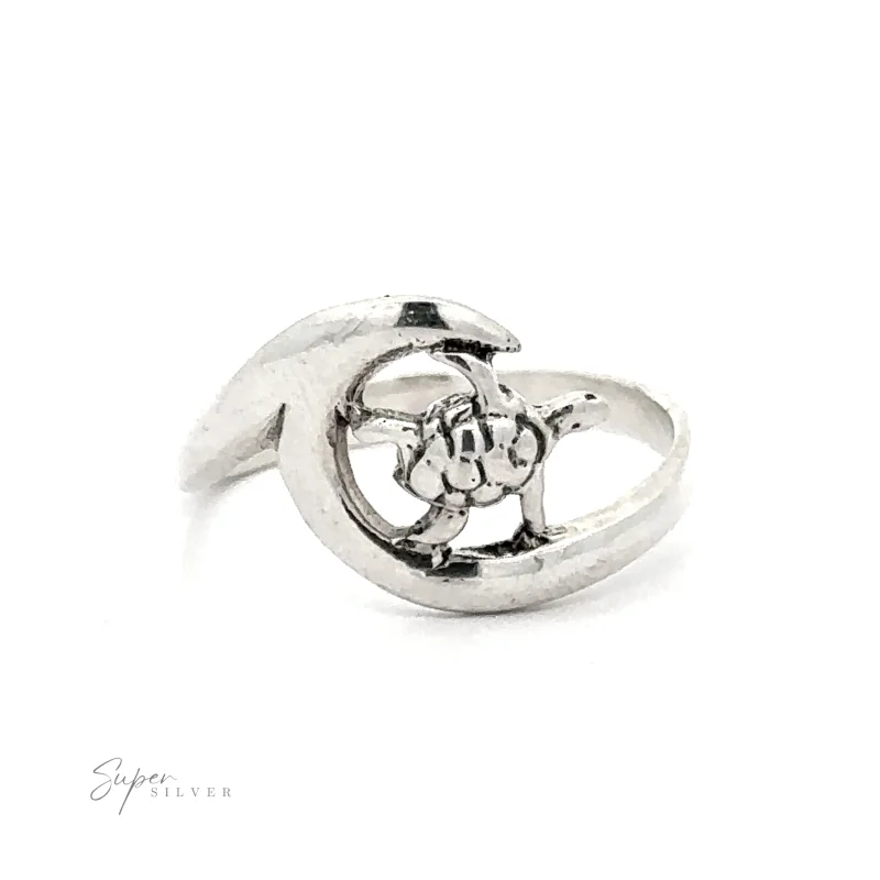 Turtle And Ocean Wave Ring
