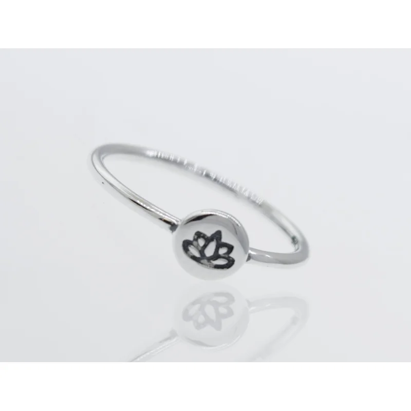 Stackable Silver Lotus Ring
