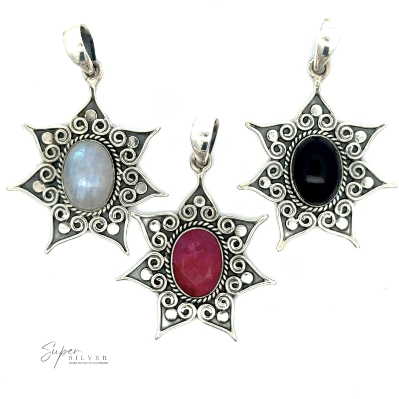 Floral Design Gemstone Pendant