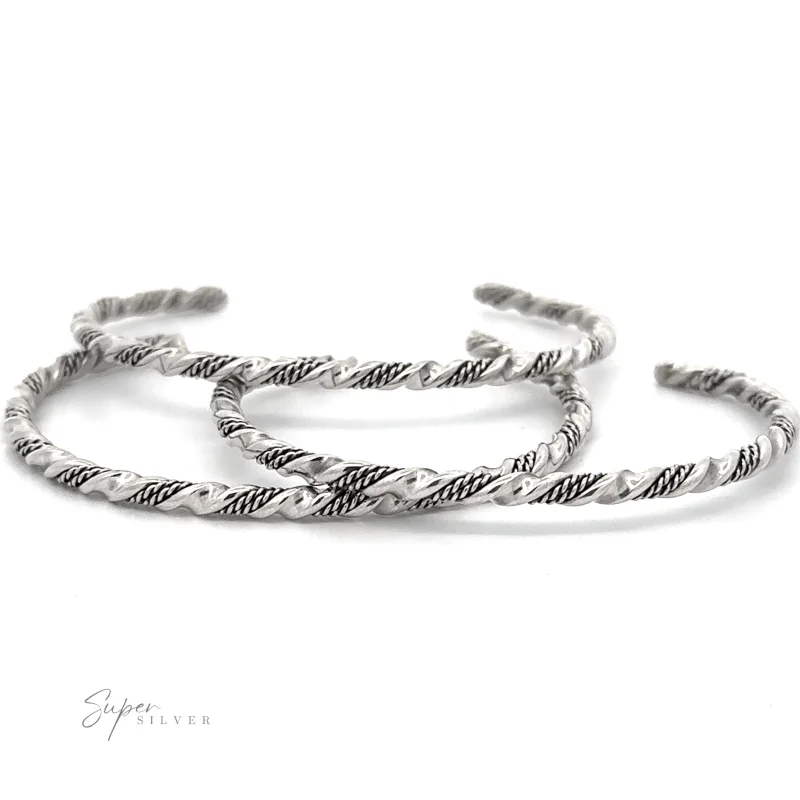 Native American Handmade Silver Rope Twist Cuff