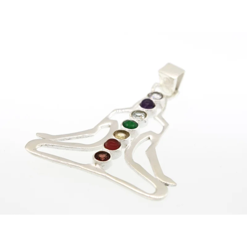 Lotus Pose Pendant With Chakra Stones