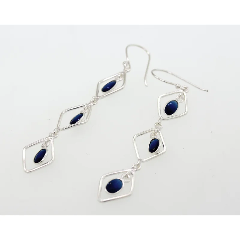 Wire Diamond Earrings with Sapphire