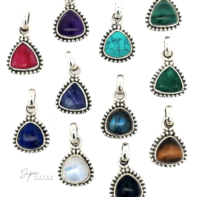 Beautiful Triangular Shape Stone Pendant With Beaded Design