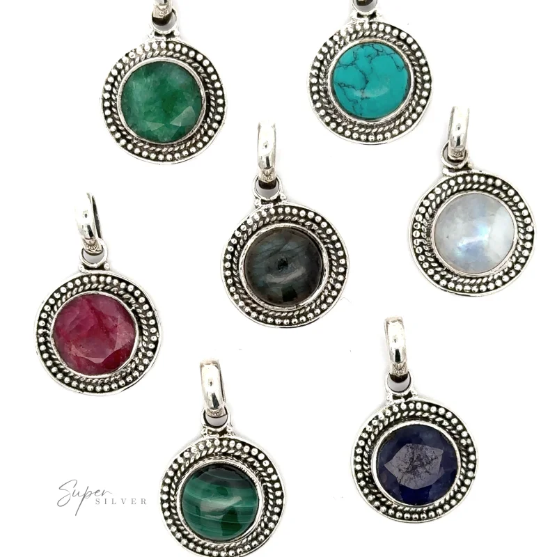 Round Stone Pendant With Bead Design