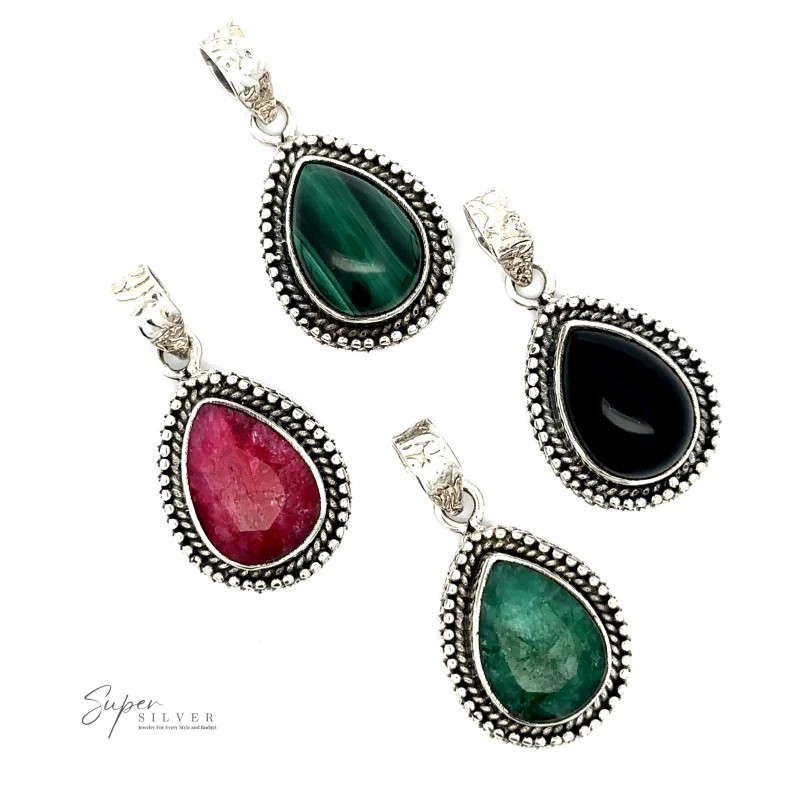 Teardrop Stone Pendant With Bead Design