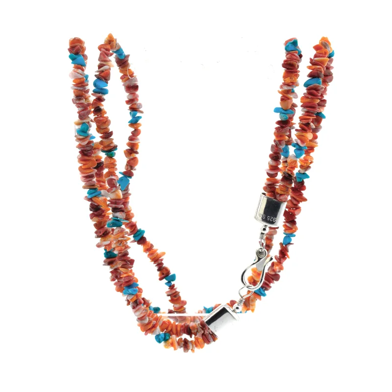 Handmade Spiny Oyster Shell and Turquoise Necklace
