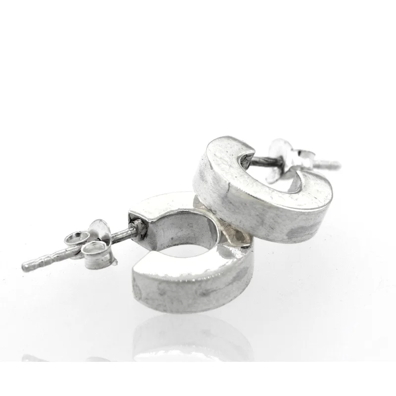 Sterling Silver Half Hoop Stud Earrings