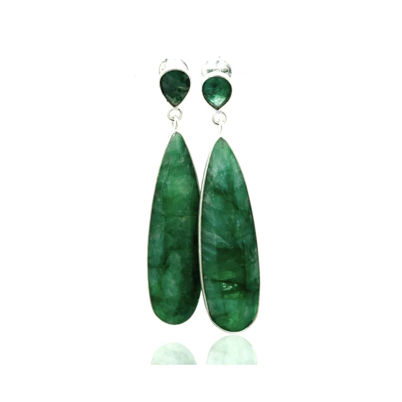 Vibrant Teardrop Shape Emerald Earrings
