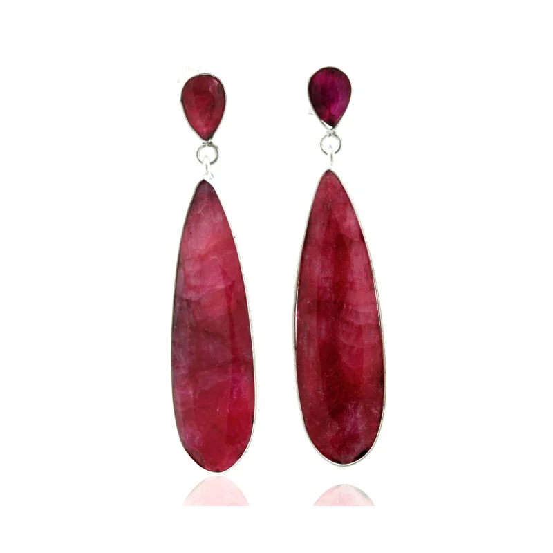 Vibrant Teardrop Shape Ruby Earrings