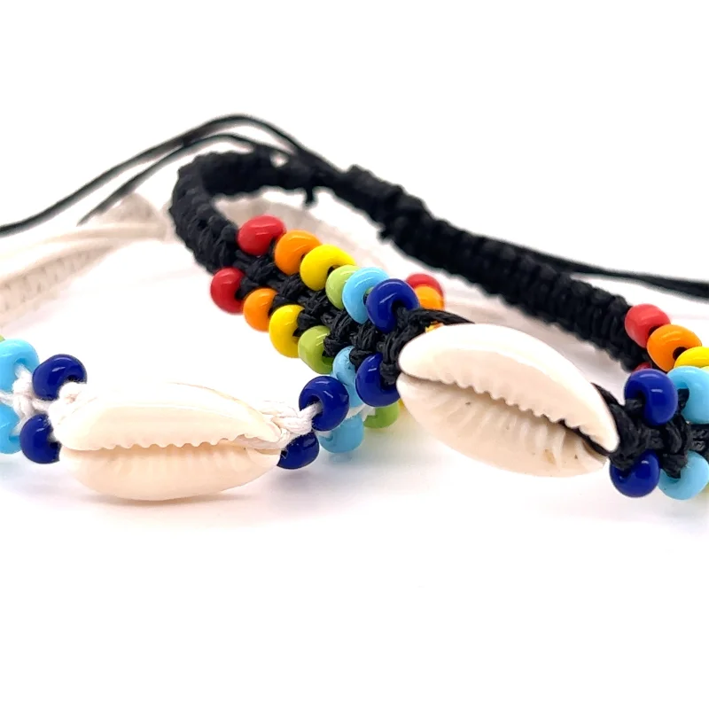 Cowrie Shell Braided Bracelet Black