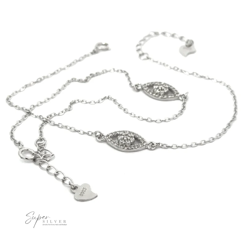 Dainty Cubic Zirconia Evil Eye Bracelet
