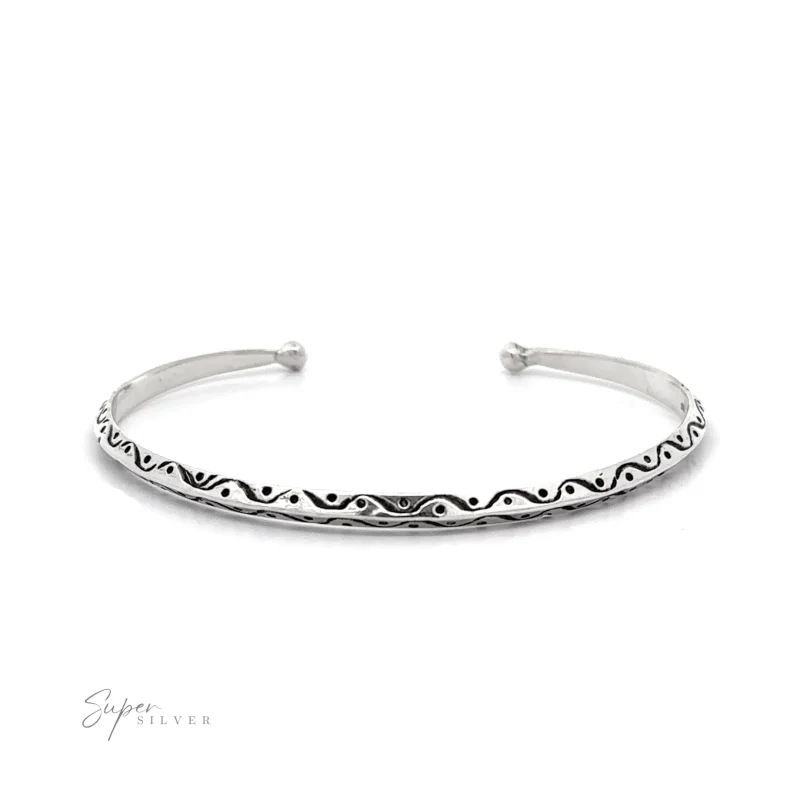 Dainty Silver Cuff with Etching